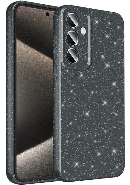 Galaxy Uyumlu A35 Kılıf Kamera Korumalı Simli Lüks Zore Koton Kapak-Gri