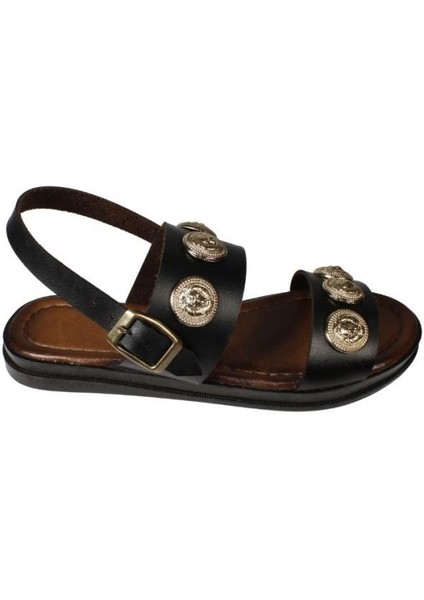 Yazkış Kadın Siyah Taba Cilt Üzeri Altın Detaylı Sandalet fiyatları
