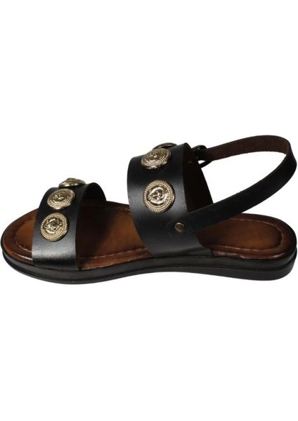 Yazkış Kadın Siyah Taba Cilt Üzeri Altın Detaylı Sandalet modelleri