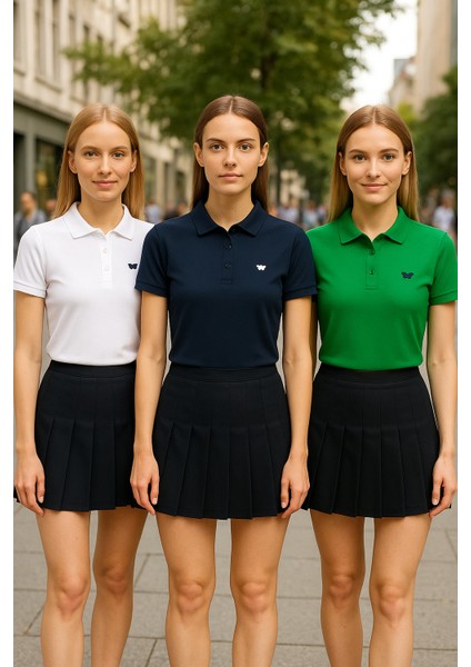 Kadın Yazlık 3 Lü Paket Basic Arma Polo Yaka Tişört