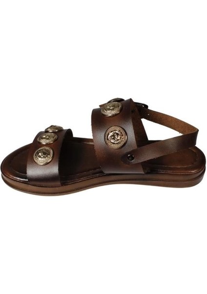 Yazkış Kadın Siyah Taba Cilt Üzeri Altın Detaylı Sandalet modelleri