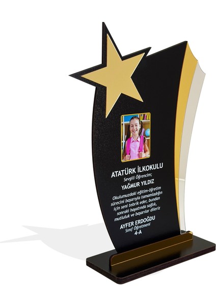 Kişiye Özel Plaket - Ahşap Plaket - Mezuniyet Hatırası - Okul Plaketi - 22CM x 12CM - Siyah PLKT1003S fiyatları