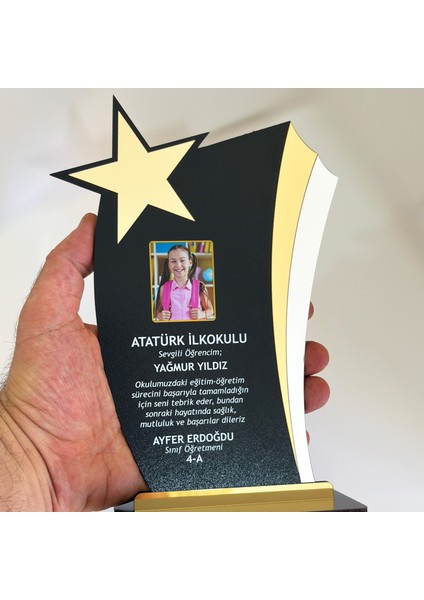 Kişiye Özel Plaket - Ahşap Plaket - Mezuniyet Hatırası - Okul Plaketi - 22CM x 12CM - Siyah PLKT1003S modelleri