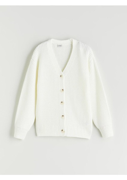 V Yaka Kız Çocuk Triko Hırka (W5)