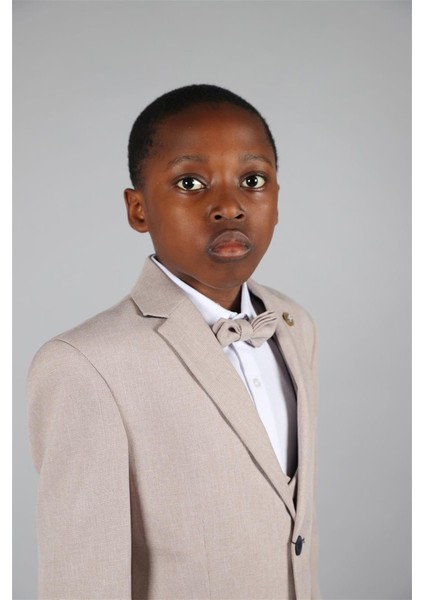 09 - 14 Yaş Erkek Çocuk Bej Keten Ceketli Takım modelleri