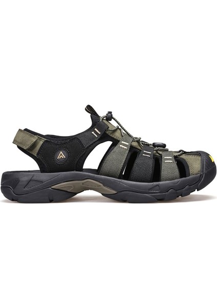 Burnu Kapalı Siyah Haki Erkek Outdoor Trekking Spor Sandalet