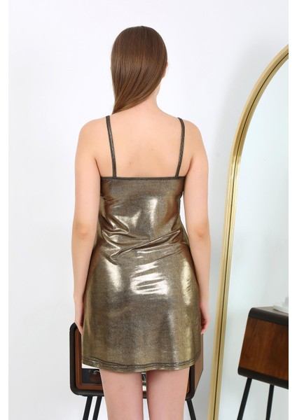 Ip Askılı Kısa Parlak Gecelik Ev Giyim Sarı 7416 modelleri