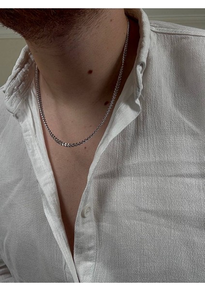 Erkek Silver Paslanmaz Çelik Zincir Kolye Renk Atmaz Solma Yapmaz Unısex Solmaz Kombinlenebilir