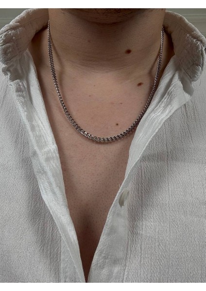 Erkek Silver Paslanmaz Çelik Zincir Kolye Renk Atmaz Solma Yapmaz Unısex Solmaz Kombinlenebilir fiyatları