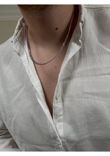 Erkek Silver Paslanmaz Çelik Zincir Kolye Renk Atmaz Solma Yapmaz Unısex Solmaz Kombinlenebilir fırsatları