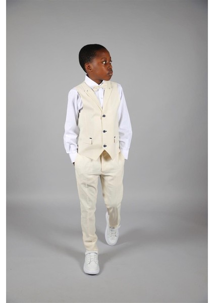 03 - 14 Yaş Erkek Çocuk Bej Yelekli Takım fiyatları