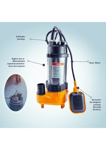 Profesyonel Alman Tasarımı 250W Bakır Sargılı Şamandıralı Paslanmaz Motor Şaftlı 1,5 Inch Drenaj Su Pompası V250 fırsatları