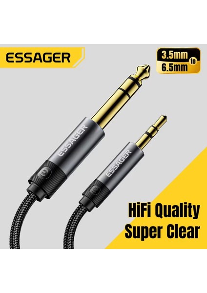 1.20 Metre. 3.5mm To 6.5mm Ses Kablosu Hi-Fi Ses Teknolojisi+Dac Çip+Hasır Örgülü Sağlam Trs Jack Aux Stereo Ses Kablosu