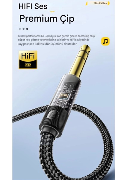 1.20 Metre. 3.5mm To 6.5mm Ses Kablosu Hi-Fi Ses Teknolojisi+Dac Çip+Hasır Örgülü Sağlam Trs Jack Aux Stereo Ses Kablosu