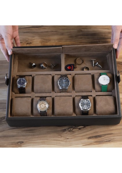 Deri Çoklu Saat Kutusu Saat Koleksiyon Kutusu Saat Organizeri Saat Saklama Kutusu Watch Box Watch Case Watch Storage Watch Organizer