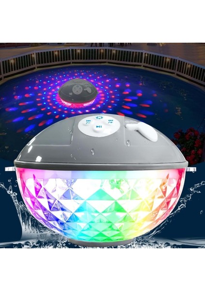 Bluetooth BT601 Havuz Hoparlörü Renkli Rgb LED Işık IP68 Su Geçirmez Dahili Şarjlı Pilli Ses Bombası