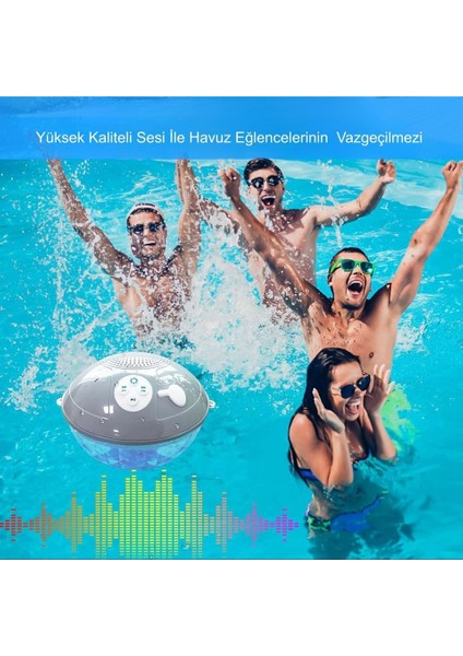 Bluetooth BT601 Havuz Hoparlörü Renkli Rgb LED Işık IP68 Su Geçirmez Dahili Şarjlı Pilli Ses Bombası indirimleri