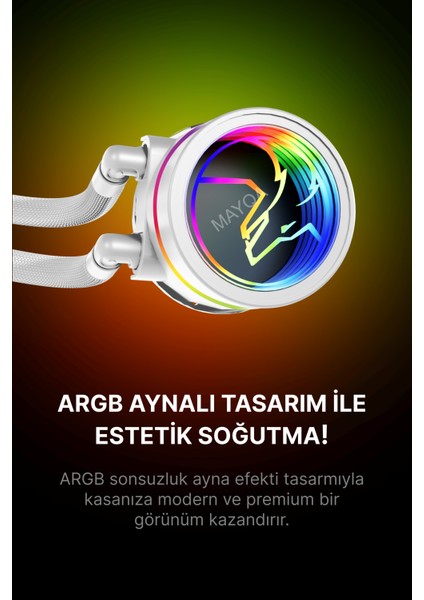 Hydra AHD360W Argb Aynalı Fan 360MM Sonsuzluk Aynalı Beyaz Sıvı Soğutma fiyatları