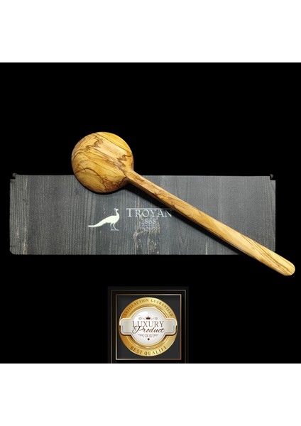 Ekstra Büyük Boy 34 cm Zeytin Ağacı Kepçe 8x8 cm Geniş Ağız Yapısı 2,5cm Derinlik modelleri