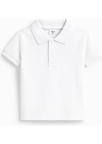 Erkek Çocuk Pamuklu Beyaz Polo Yaka Kısa Kollu T-Shirt modelleri