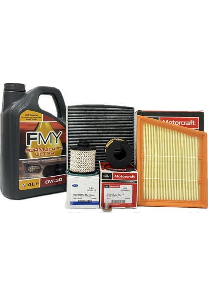 Ford Fiesta 1.5 Tdci Dizel Filtre Bakım Seti 2017 Sonrası Hava+Yağ+K.polen+Yakıt Filtresi+Motor Yağı