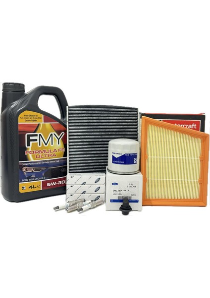 Ford Fiesta 1.1 Benzinli Filtre Bakım Seti 2017 Sonrası Hava+Yağ+K.polen+Buji Seti+Motor Yağı