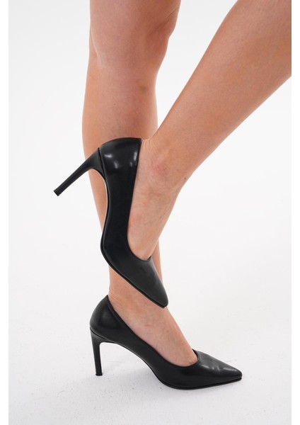 Siyah Cilt 8,5 cm Ince Topuklu Kadın Stiletto Ayakkabı fiyatları