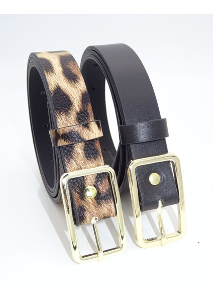 Metal Tokalı 2'li Kadın Kemer, Pantolon, Elbise, Gömlek, Ceket Kemeri