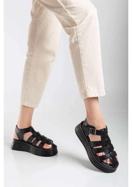 Toten Siyah Cilt Kemerli Sandalet modelleri