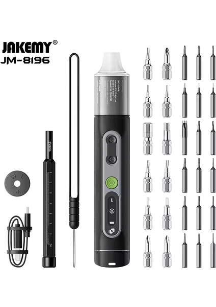 JM-8196: 35'i 1 Arada Akıllı Elektrikli Tornavida Seti, 4 Tork Modlu, 3 Işık Modlu, Çift Kullanım, Telefon/bilgisayar/gözlük Tamiri fiyatları