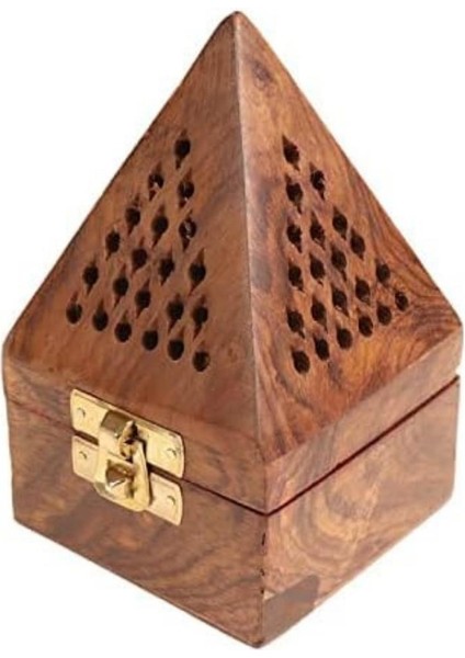 Konik Tütsü Yakma Kutusu Ahşap Piramit 13CM