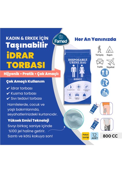 Seyyar Idrar Wc Tuvalet Jelli Yapılı 12Lİ Apketli