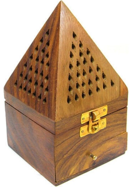 Konik Tütsü Yakma Kutusu Ahşap Piramit 16CM fırsatları