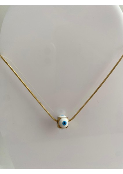 Kare Nazarlı Model Gold Çelik Kolye fiyatları