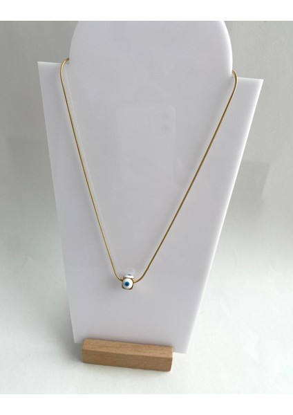 Kare Nazarlı Model Gold Çelik Kolye fırsatları