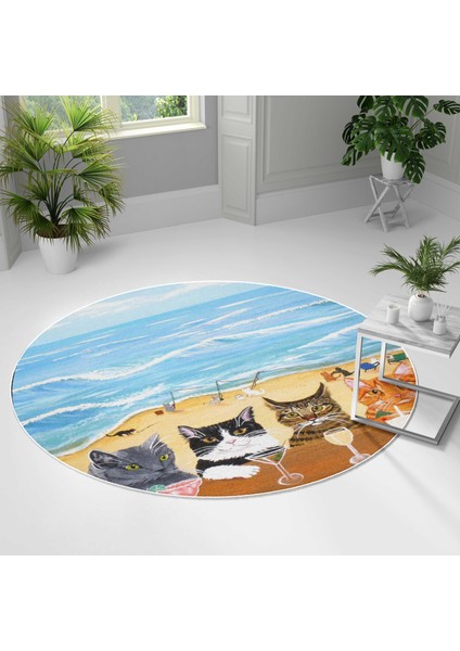 Yuvarlak Halı – Kaymaz Tabanlı, Yıkanabilir, Yumuşak Dokulu, Sevimli Desenler (MONNYVRLK_41)