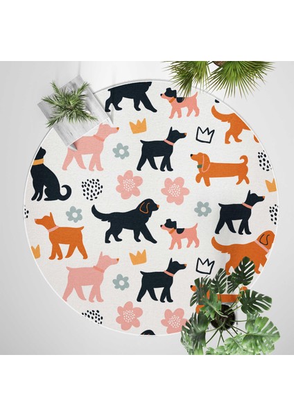 Yuvarlak Halı – Kaymaz Tabanlı, Yıkanabilir, Yumuşak Dokulu, Sevimli Desenler (Playful Paws) fiyatları