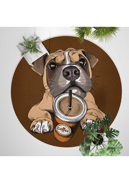 Yuvarlak Halı – Kaymaz Tabanlı, Yıkanabilir, Yumuşak Dokulu, Sevimli Desenler (Coffee Pup) fiyatları