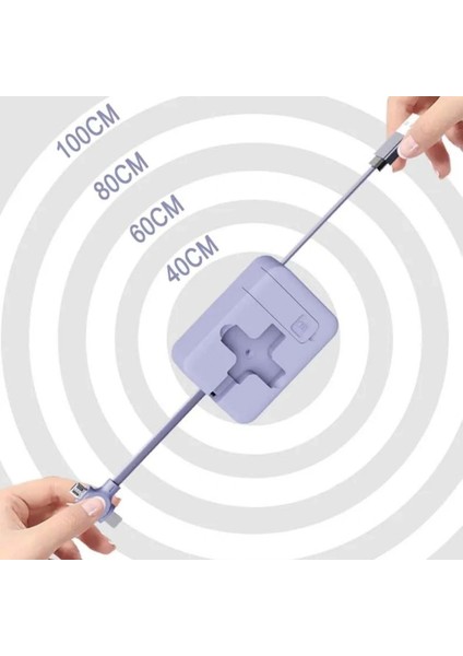 Buffer® Cep Tipi Telefon Tutuculu Makaralı Uzayıp Kısalabilen 3'ü 1 Arada USB Şarj Kablosu indirimleri