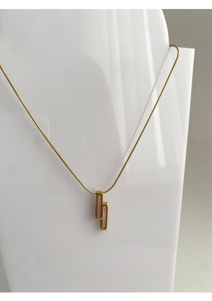 Çubuk Şeritli Sedef Gold Çelik Kolye fırsatları