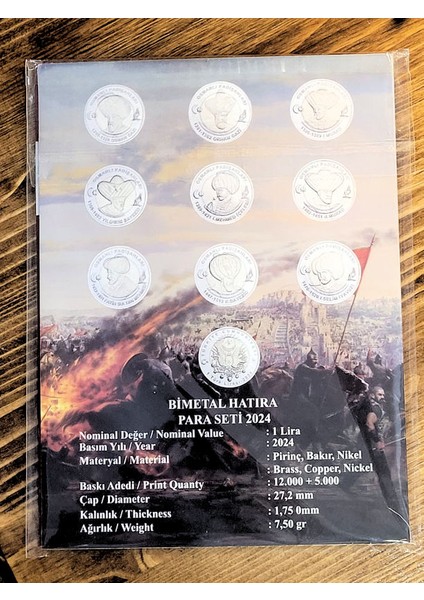 Osmanlı Padişahları 1.9 Serisi Nikel 1 Liralar Föyünde