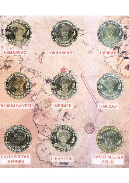 Osmanlı Padişahları 1.9 Serisi Nikel 1 Liralar Föyünde fiyatları