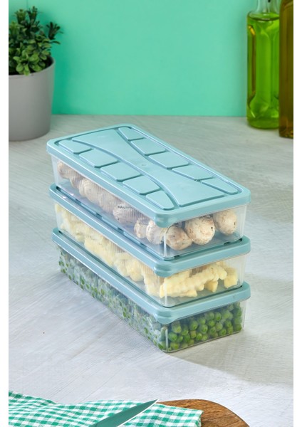 Saklama Kabı 3 Adet 1200 ml Mavi