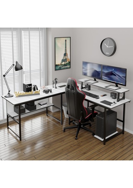 Beyaz L Masa, Oyun Masası, L-Tipi Bilgisayar Masası 200-B (180X180 Gelmektedir Derinlik 60 cm Yükseklik 75 cm Dir)
