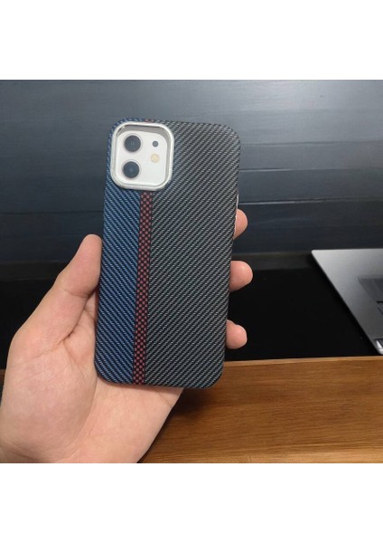 Apple Iphone 12/12 Pro Uyumlu Lux Carbon Fiber Magsafe Metal Kılıf Ultra Hafif Ince Manyetik Kapak.