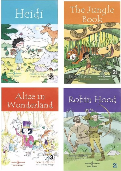 Heidi + The Jungle + Alice In Wonderland + Robin Hood=4 Set