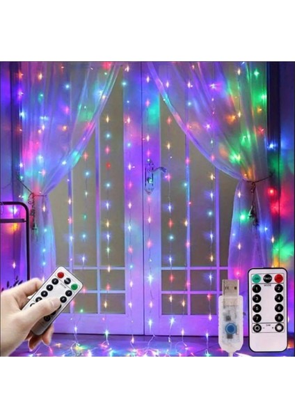 3x3 Metre Kumandalı Rgb Çok Renkli LED Perde Işığı Peri LED