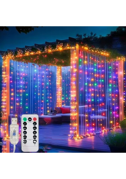 3x3 Metre Kumandalı Rgb Çok Renkli LED Perde Işığı Peri LED fırsatları