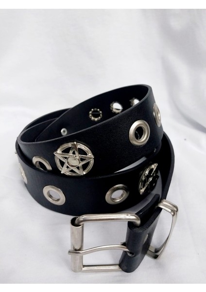 Gotik Punk Pentagram Deri Kemer