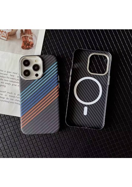 Apple Iphone 14 Pro Max Uyumlu Lux Carbon Fiber Magsafe Metal Kılıf Ultra Hafif Ince Manyetik Kapak.